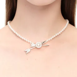 YVMIN X SHUSHUTONG / Double Arrow Pave Pearl Necklace