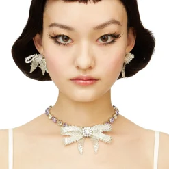 YVMIN X SHUSHUTONG / Gemstone Chain Braided Bow Necklace