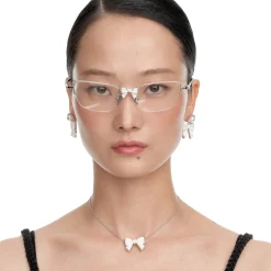 YVMIN X SHUSHUTONG / Gemstone Pave Bow Metal Glasses