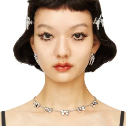 YVMIN X SHUSHUTONG / Layers Zircon Metal Bow Earrings