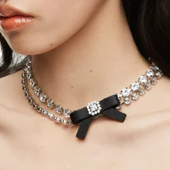 YVMIN X SHUSHUTONG / Rubber Bow Gemstone Necklace