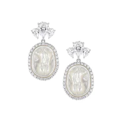 YVMIN X SHUSHUTONG / Shell Sculpture Back Gemstone Earrings