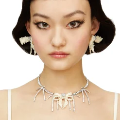 YVMIN X SHUSHUTONG / Tassels Chain Braided Bow Necklace